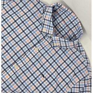 Vineyard Vines Performance Shirt Youth Boys Large 16 Blue Plaid L/S Button Down